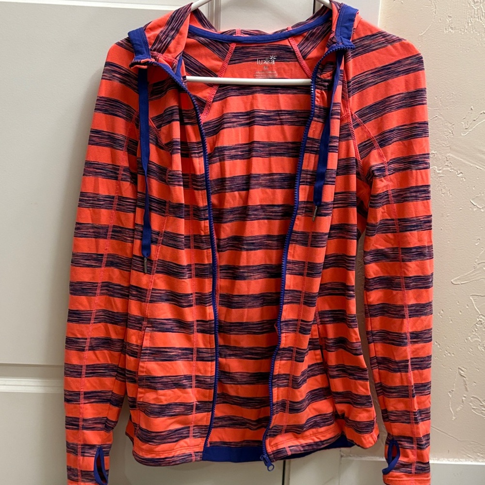 Lukka Red and Blue Striped Hoodie